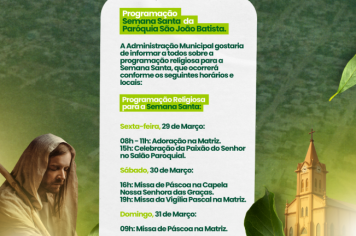Programação Religiosa - Paróquia São João Batista.