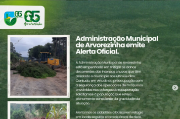  Administração de Arvorezinha Adverte: População Deve Priorizar Segurança Durante Chuvas Intensas. 