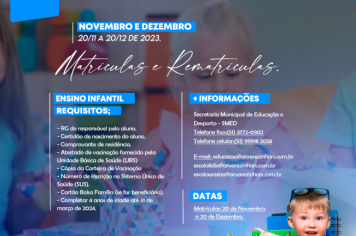 Matrículas para o Ensino Infantil.