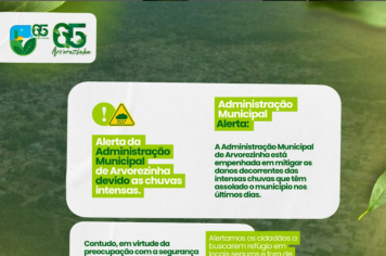 Administração de Arvorezinha Alerta para Perigos das Intensas Chuvas. 