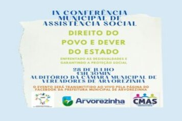 ‼IX CONFERÊNCIA MUNICIPAL DE ASSISTÊNCIA SOCIAL