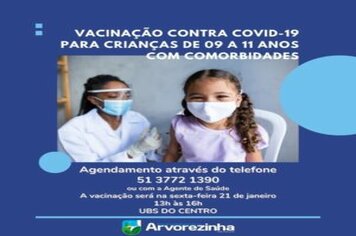 ATENÇÃO!! SEXTA-FEIRA, 21 DE JANEIRO, CRIANÇAS ENTRE 9 E 11 ANOS COM COMORBIDADES PODERÃO SE VACINARAM CONTRA O CORONAVÍRUS!