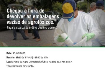 AGROTÓXICOS: DEVOLUÇÃO DE EMBALAGENS VAZIAS DE DEFENSIVOS AGRÍCOLAS