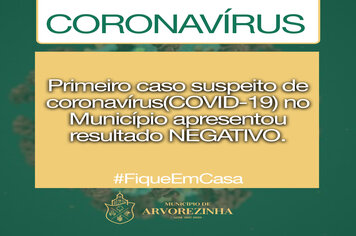 PRIMEIRO CASO SUSPEITO DO MUNICÍPIO DE CORONAVÍRUS TESTA NEGATIVO