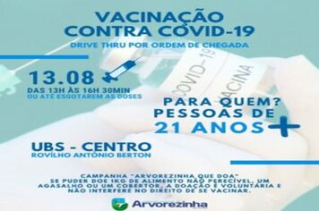 ATENÇÃO DIA 13/08 – SEXTA-FEIRA É DIA DE VACINAÇÃO CONTRA COVID-19‼ PESSOAS DE 21 ANOS  PODERÃO RECEBER A 1ª DOSE DA VACINA‼️