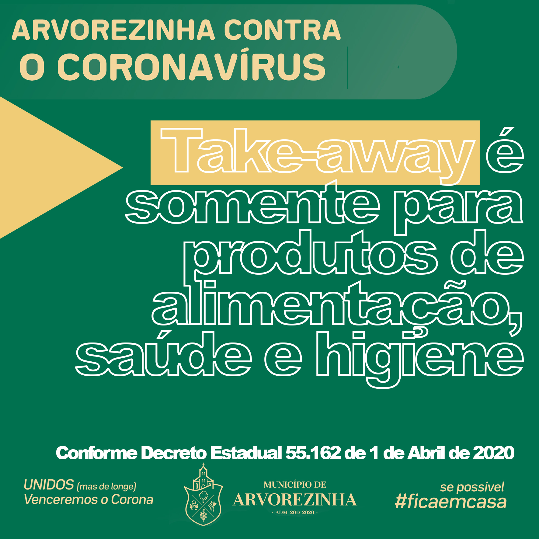 Take-away é somente para produtos de alimentação, saúde e higiene