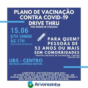 ATENÇÃO É AMANHÃ‼ TERÇA-FEIRA 15 DE JUNHO‼ PESSOAS ACIMA DE 53 ANOS COMPLETOS PODERÃO SER VACINADOS CONTRA A COVID-19 COM A PRIMEIRA DOSE