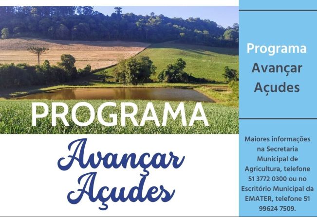 ADMINISTRAÇÃO MUNICIPAL, ATRAVÉS DA SECRETARIA DE AGRICULTURA EM PARCERIA COM A EMATER E CMDR ABREM INSCRIÇÃO PARA A SELEÇÃO DE BENEFICIÁRIOS PARA ACESSO A RECURSO VIA FEAPER PROGRAMA AVANÇAR AÇUDES 