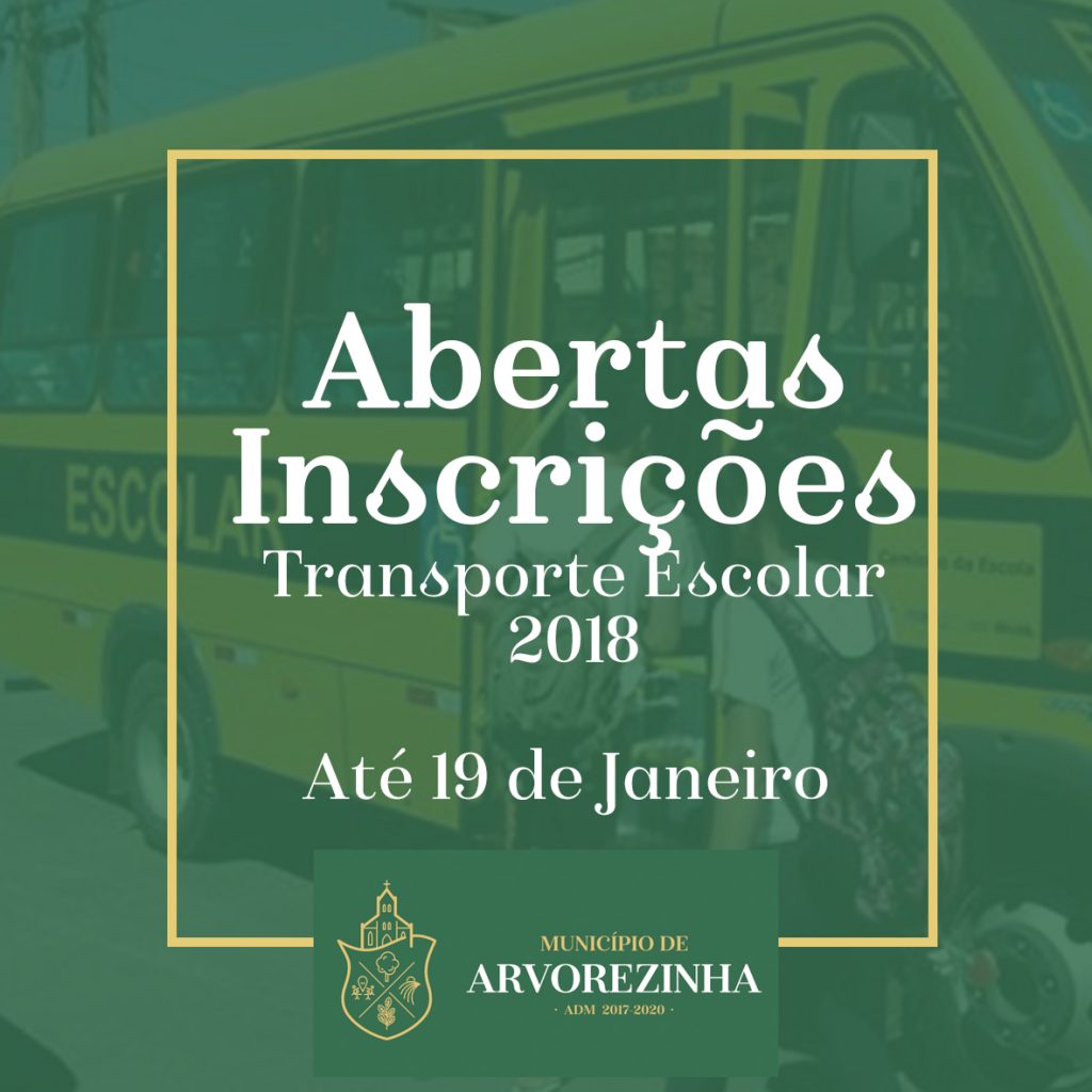 ABERTA AS INSCRIÇÕES PARA O TRANSPORTE ESCOLAR 2018