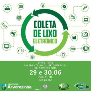 ️CAMPANHA DE COLETA DE LIXO ELETRÔNICO DE ARVOREZINHA ACONTECE NOS DIAS 29 E 30 DE JUNHO