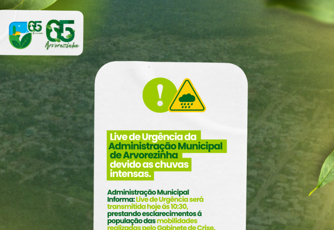 Administração de Arvorezinha Convoca Live de Urgência para Esclarecer Medidas do Gabinete de Crise. 