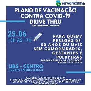 ATENÇÃO‼ SEXTA-FEIRA 25 DE JUNHO‼ PESSOAS ACIMA DE 50 ANOS COMPLETOS, GESTANTES E PUÉRPERAS PODERÃO RECEBER A VACINA CONTRA A COVID-19 COM A PRIMEIRA DOSE