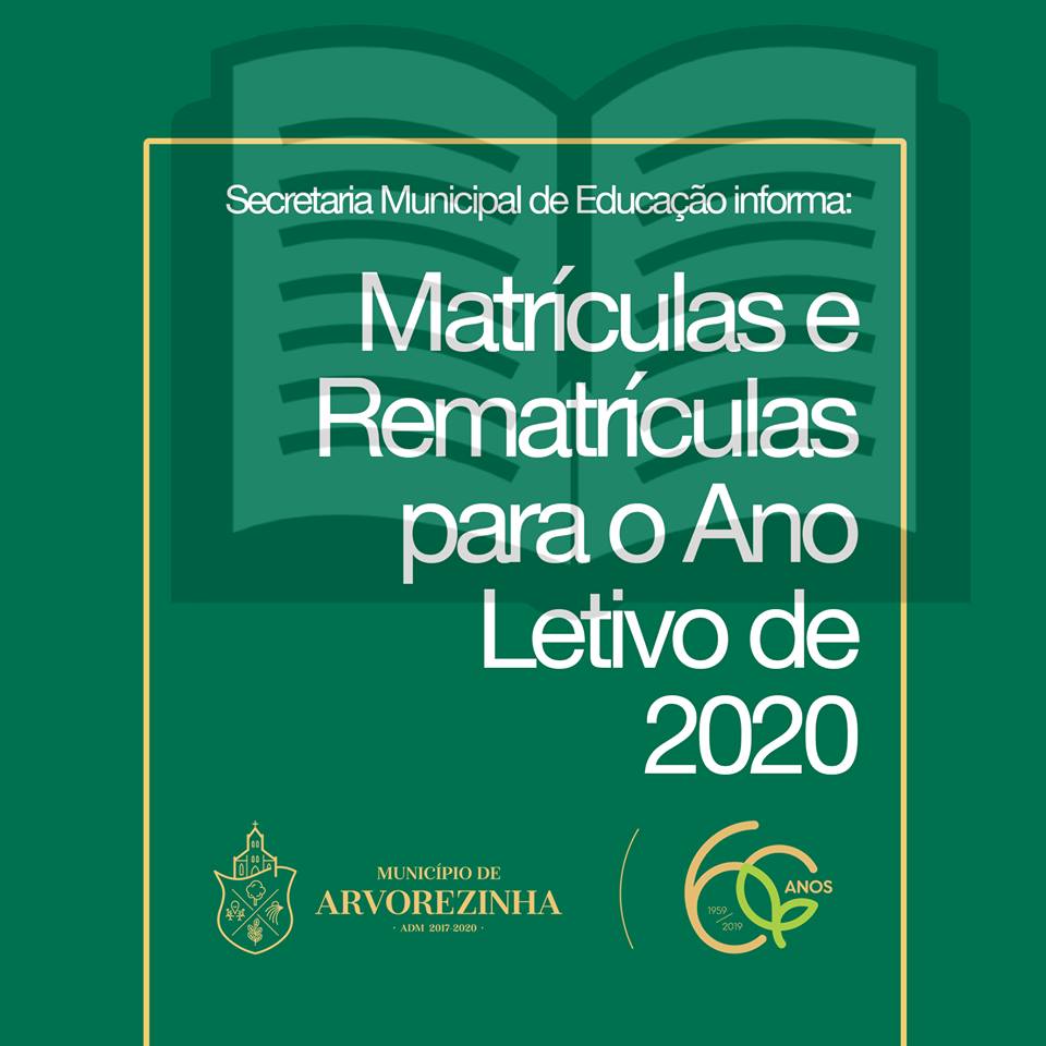 A Secretaria Municipal de Educação divulga o Calenda?rio de Inscric?o?es, Matri?culas e Rematri?culas para o Ano Letivo de 2020, nas Escolas da Rede Municipal