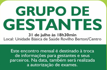 Encontro do Grupo de Gestantes acontece no dia 31 de julho