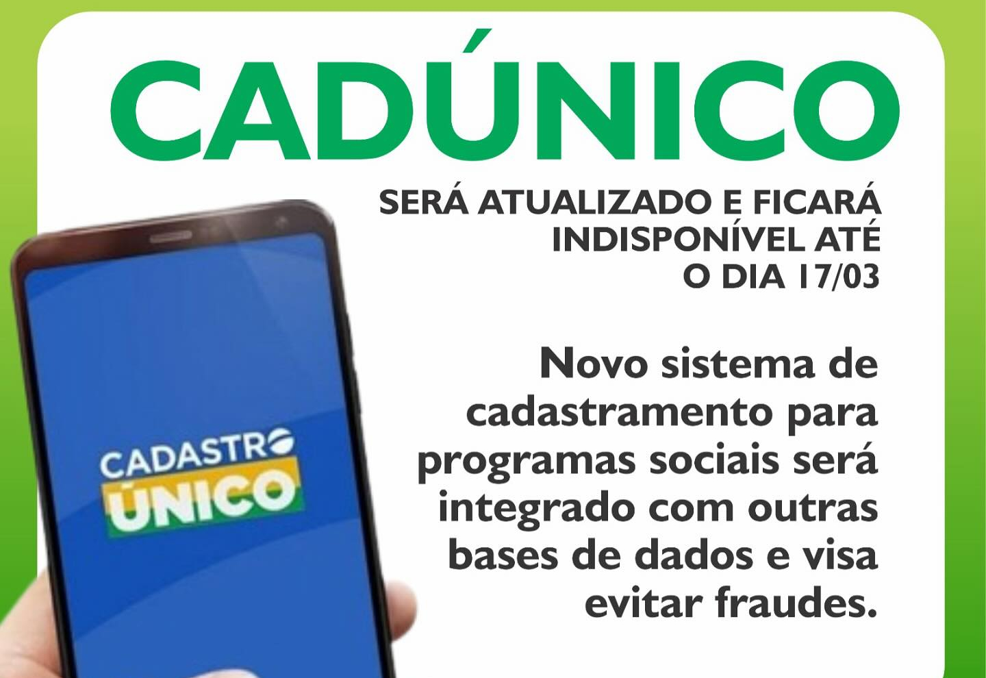 CadÚnico está indisponível devido à manutenção do aplicativo