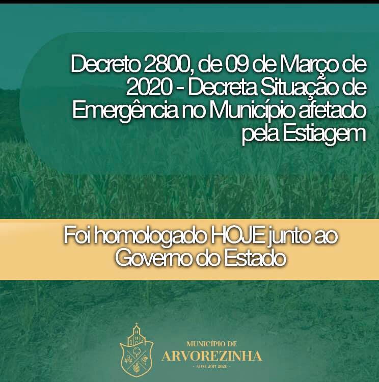 HOMOLOGADO O DECRETO MUNICIPAL DE SITUAÇÃO DE EMERGÊNCIA